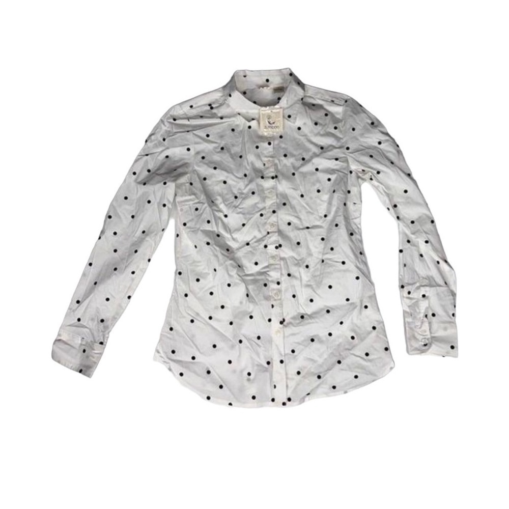 A. Moon Polka Dot Button Down Shirt White Size Small NWT